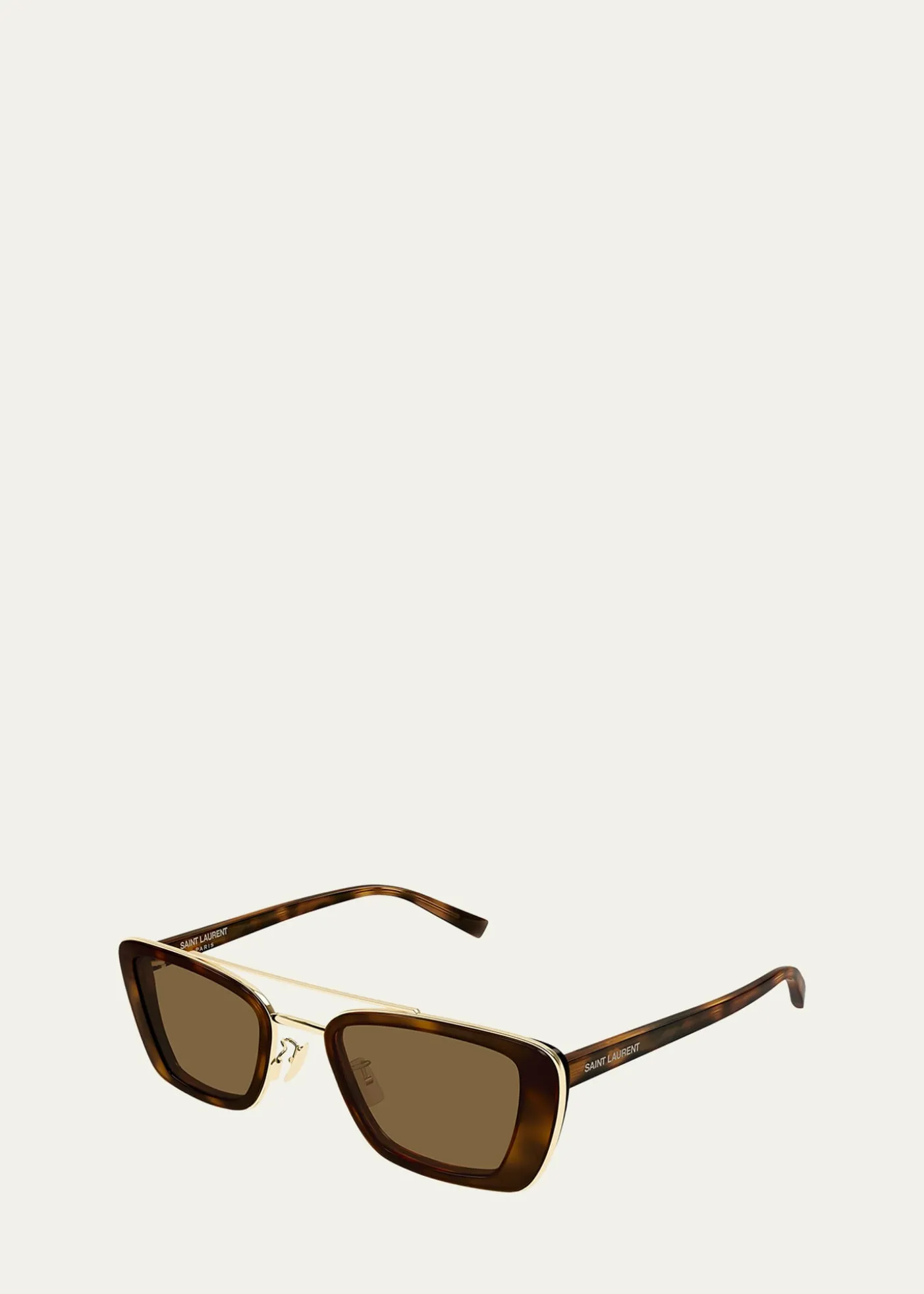 Saint Laurent50mm Acetate & Metal Rectangular Sunglasses