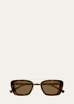 Saint Laurent50mm Acetate & Metal Rectangular Sunglasses