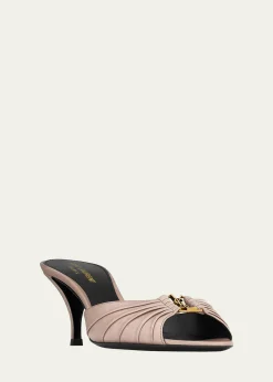 Saint Laurent75mm Corvara YSL Leather Mule Pumps