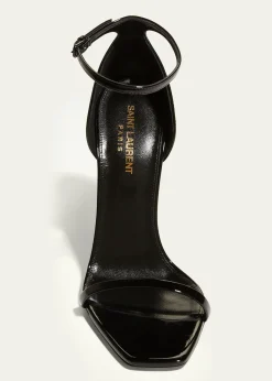 Saint Laurent110mm Opyum YSL Patent Leather Sandals with Black Hardware