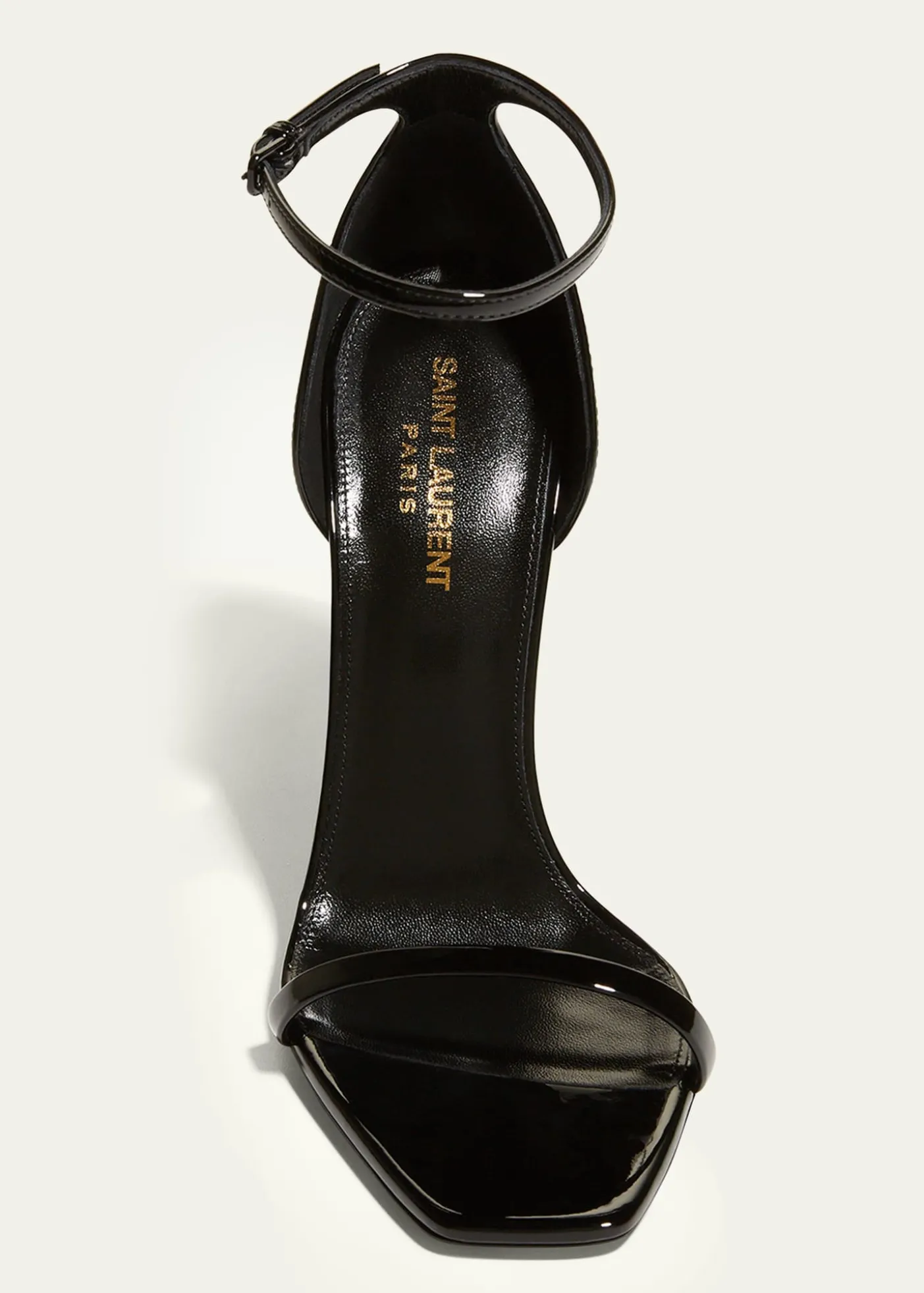 Saint Laurent110mm Opyum YSL Patent Leather Sandals with Black Hardware