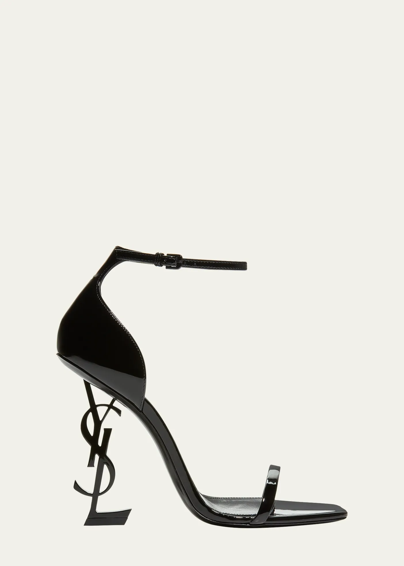 Saint Laurent110mm Opyum YSL Patent Leather Sandals with Black Hardware