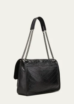 Saint LaurentNiki Large Flap YSL Shoulder Bag in Crinkled Leather