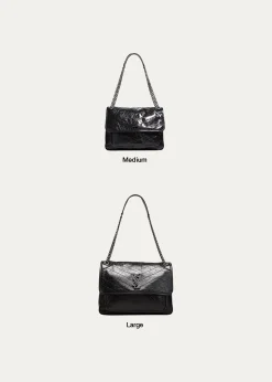 Saint LaurentNiki Large Flap YSL Shoulder Bag in Crinkled Leather