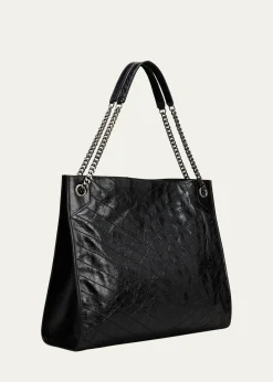 Saint LaurentNiki Medium YSL Shopper Tote Bag in Crinkled Leather