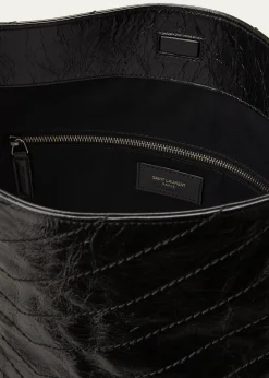 Saint LaurentNiki Medium YSL Shopper Tote Bag in Crinkled Leather