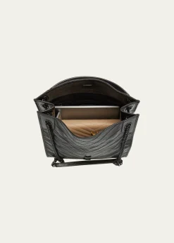 Saint LaurentNiki Medium YSL Shopper Tote Bag in Crinkled Leather