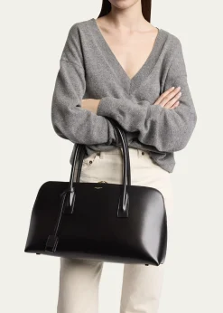 Saint LaurentSac de Jour Large Bowling Shoulder Bag in Leather
