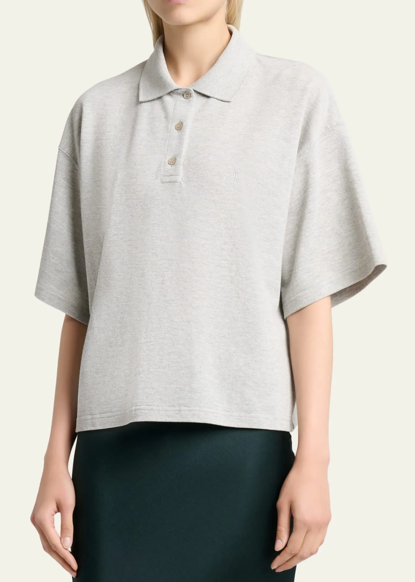 Saint LaurentShort-Sleeve Oversized Polo Shirt