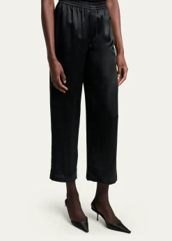 Saint LaurentSilk Straight-Leg Crop Pajama Pants