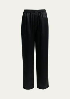 Saint LaurentSilk Straight-Leg Crop Pajama Pants