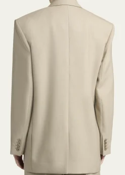 Saint LaurentSingle-Breasted Oversized Wool-Silk Blazer Jacket