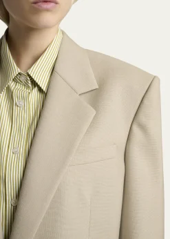 Saint LaurentSingle-Breasted Oversized Wool-Silk Blazer Jacket