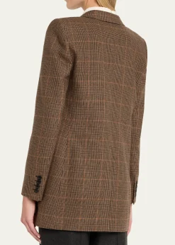 Saint LaurentSingle-Breasted Slim Houndstooth Plaid Blazer
