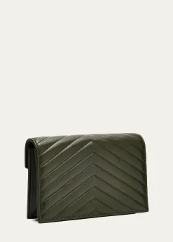 Saint LaurentSmall YSL Wallet on Chain in Grain Leather