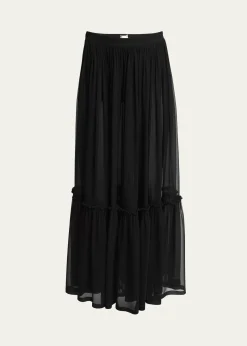 Saint LaurentTiered Sheer Maxi Skirt