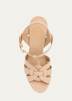 Saint LaurentTribute Leather T-Strap Platform Sandals