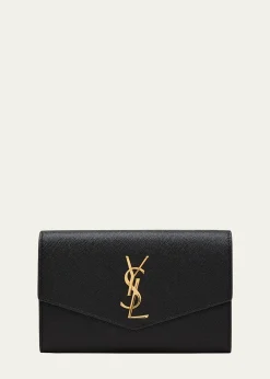 Saint LaurentUptown YSL Wallet on Chain in Grained Leather