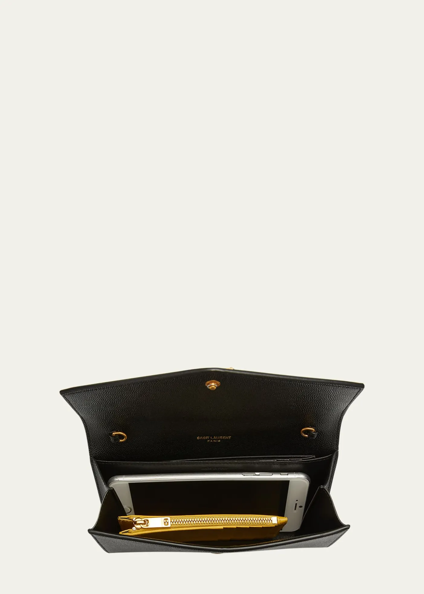 Saint LaurentUptown YSL Wallet on Chain in Grained Leather