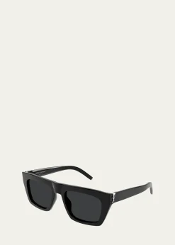 Saint LaurentYSL Acetate Flat-Top Rectangle Sunglasses