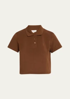 Saint LaurentYSL Cotton Pique Crop Polo Shirt