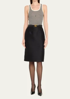 Saint LaurentYSL Logo Striped Tank Top