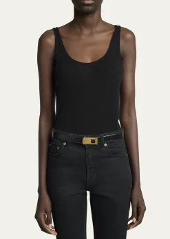 Saint LaurentYSL Skinny Leather Belt