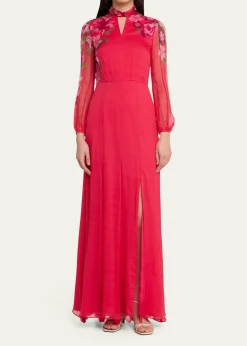 SaloniJaclyn Printed Long-Sleeve Dress