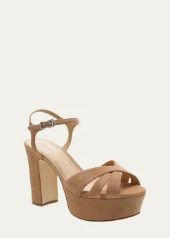 SchutzKeefa Nubuck Ankle-Strap Platform Sandals
