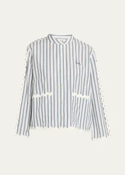 SeaRicha Stripe Long-Sleeve Cotton Top