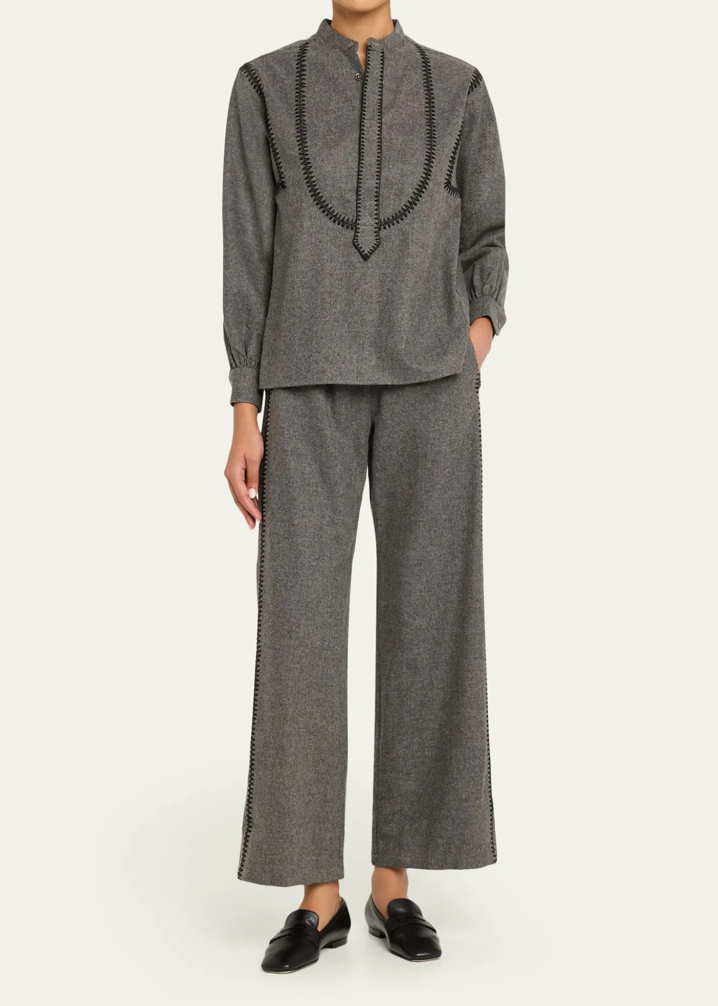 SeblineMarocaine Side-Stripe Straight-Leg Pajama Pants