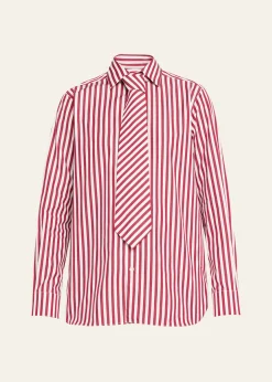 SeblineStriped Neck-Tie Button-Down Shirt