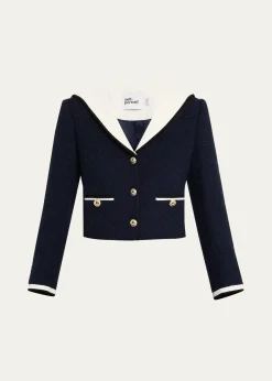 Self-PortraitBoucle Contrast Collar Jacket