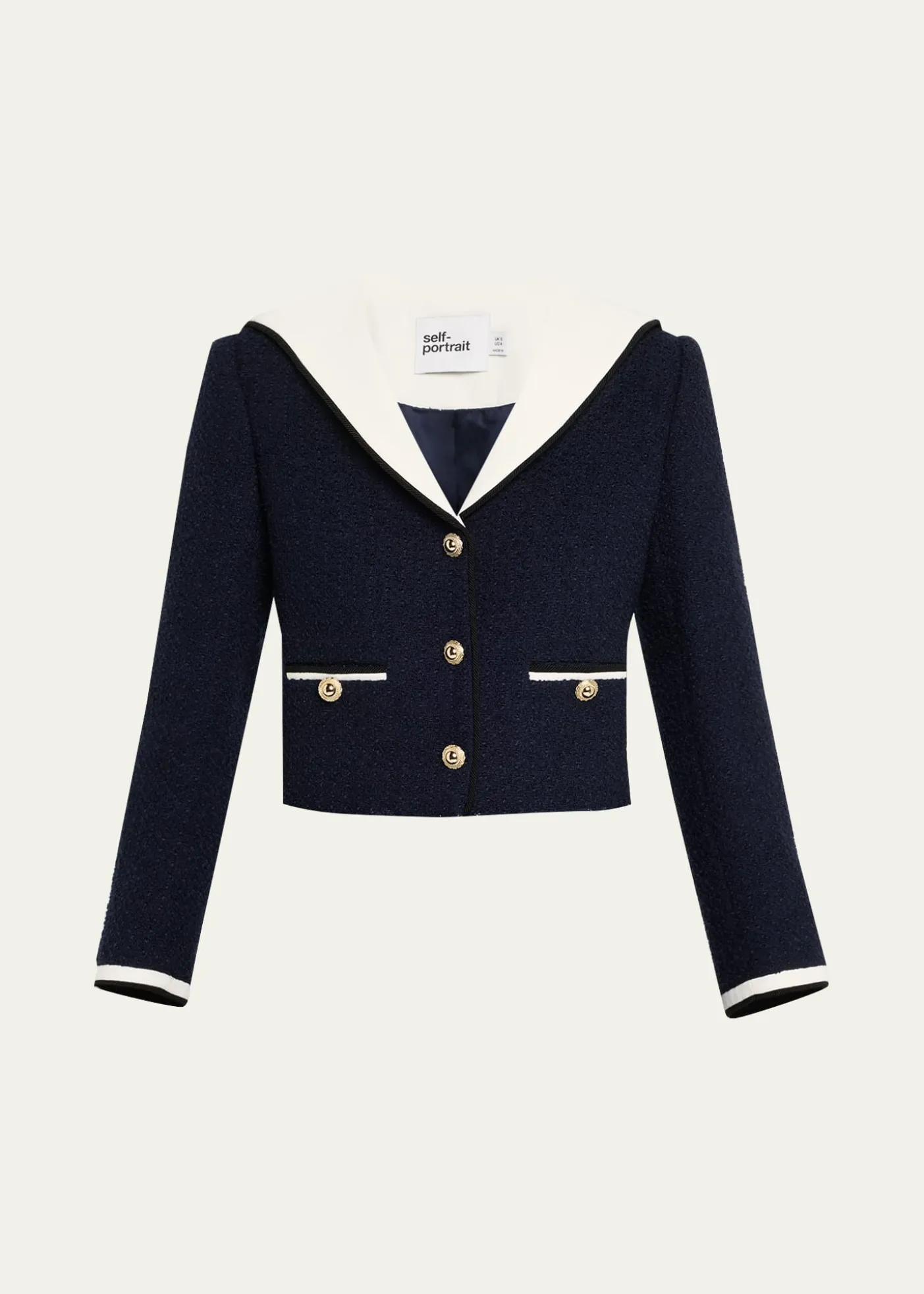 Self-PortraitBoucle Contrast Collar Jacket