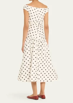 Self-PortraitPolka-Dot Cotton Midi Dress
