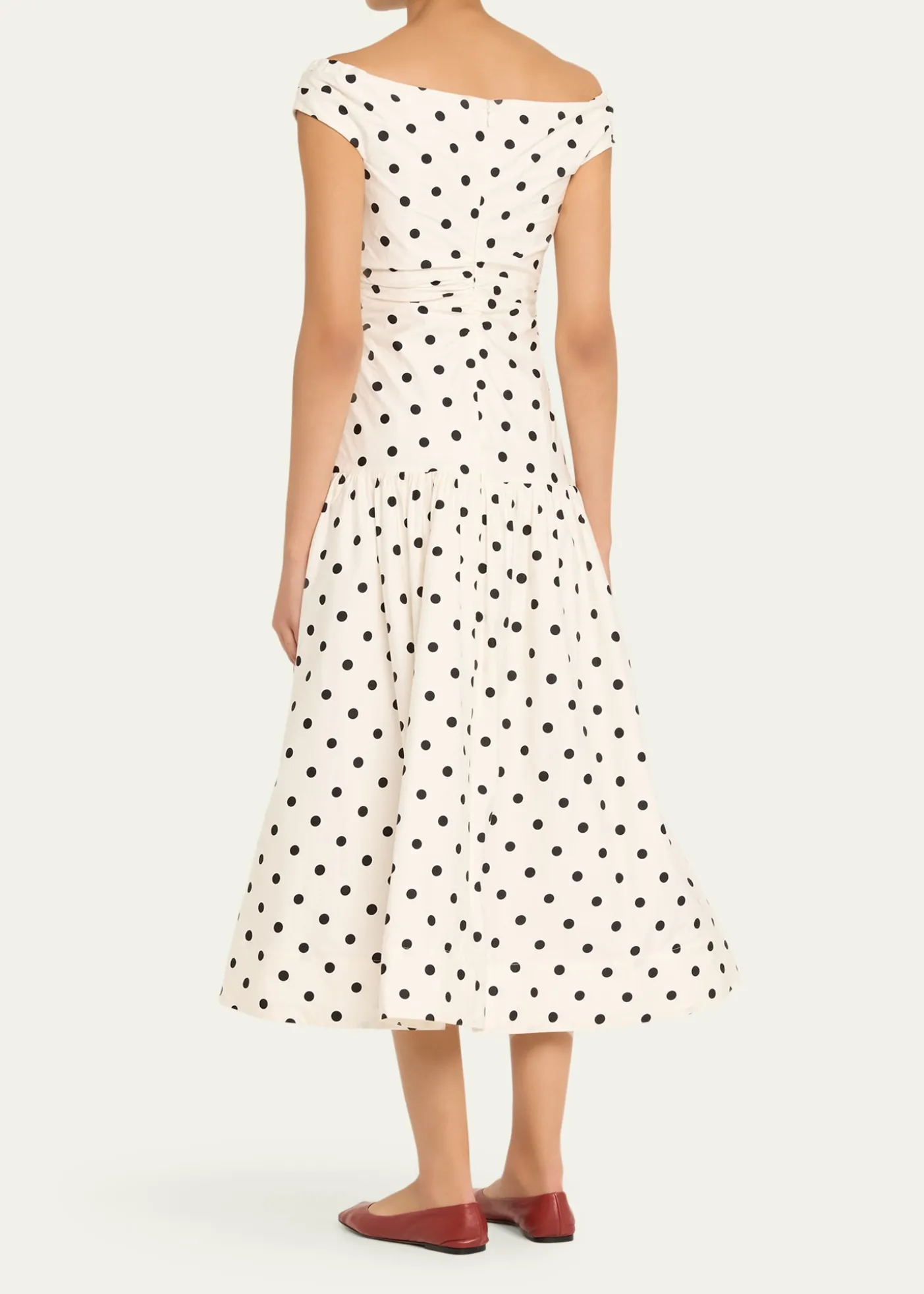 Self-PortraitPolka-Dot Cotton Midi Dress