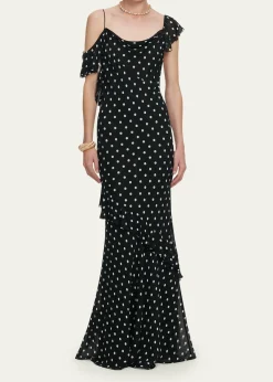 Self-PortraitPolka Dot Georgette Maxi Dress