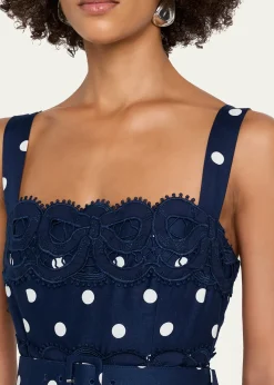 Self-PortraitPolka Dot Linen Midi Dress