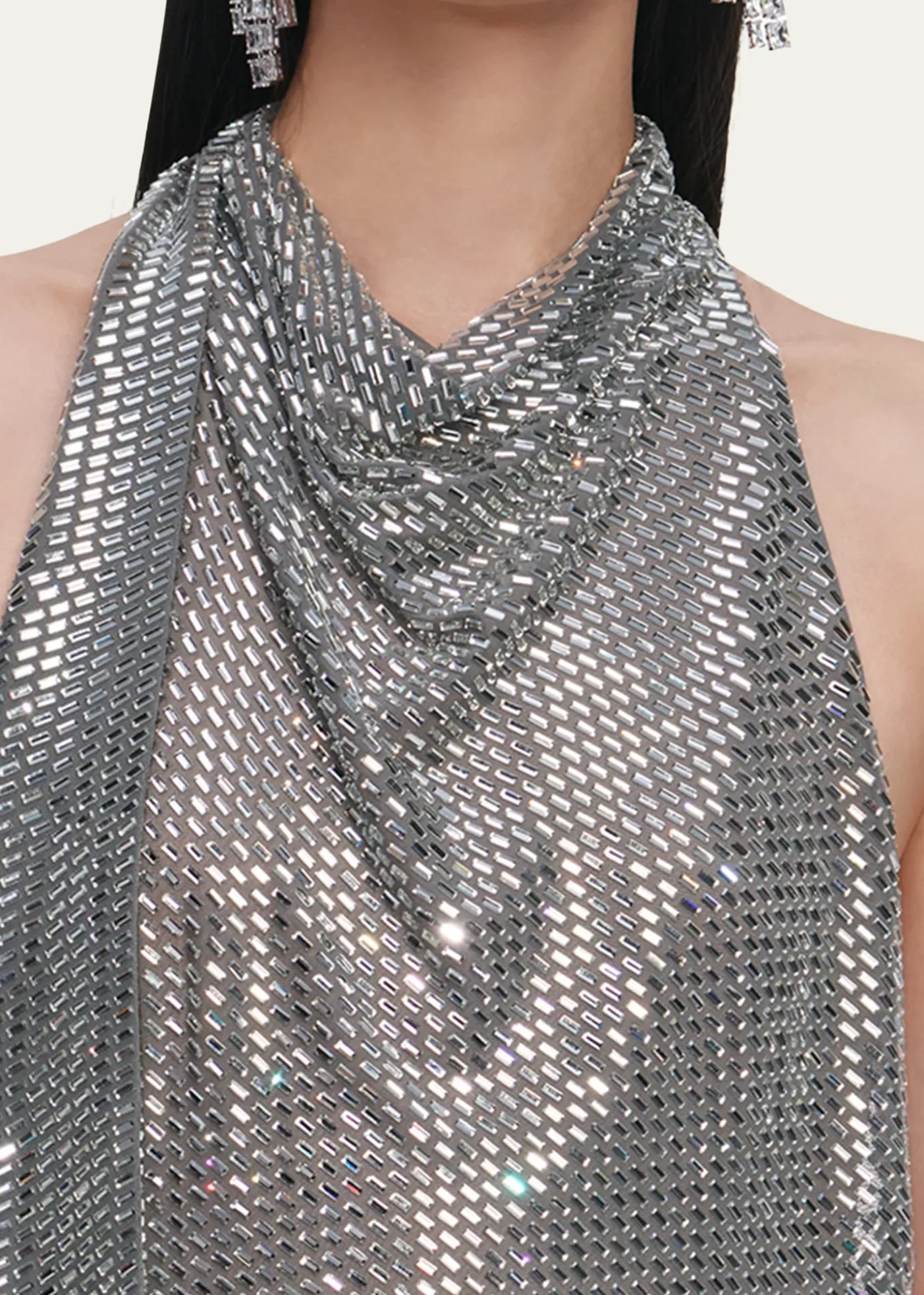 Self-PortraitRhinestone Draped Maxi Dress