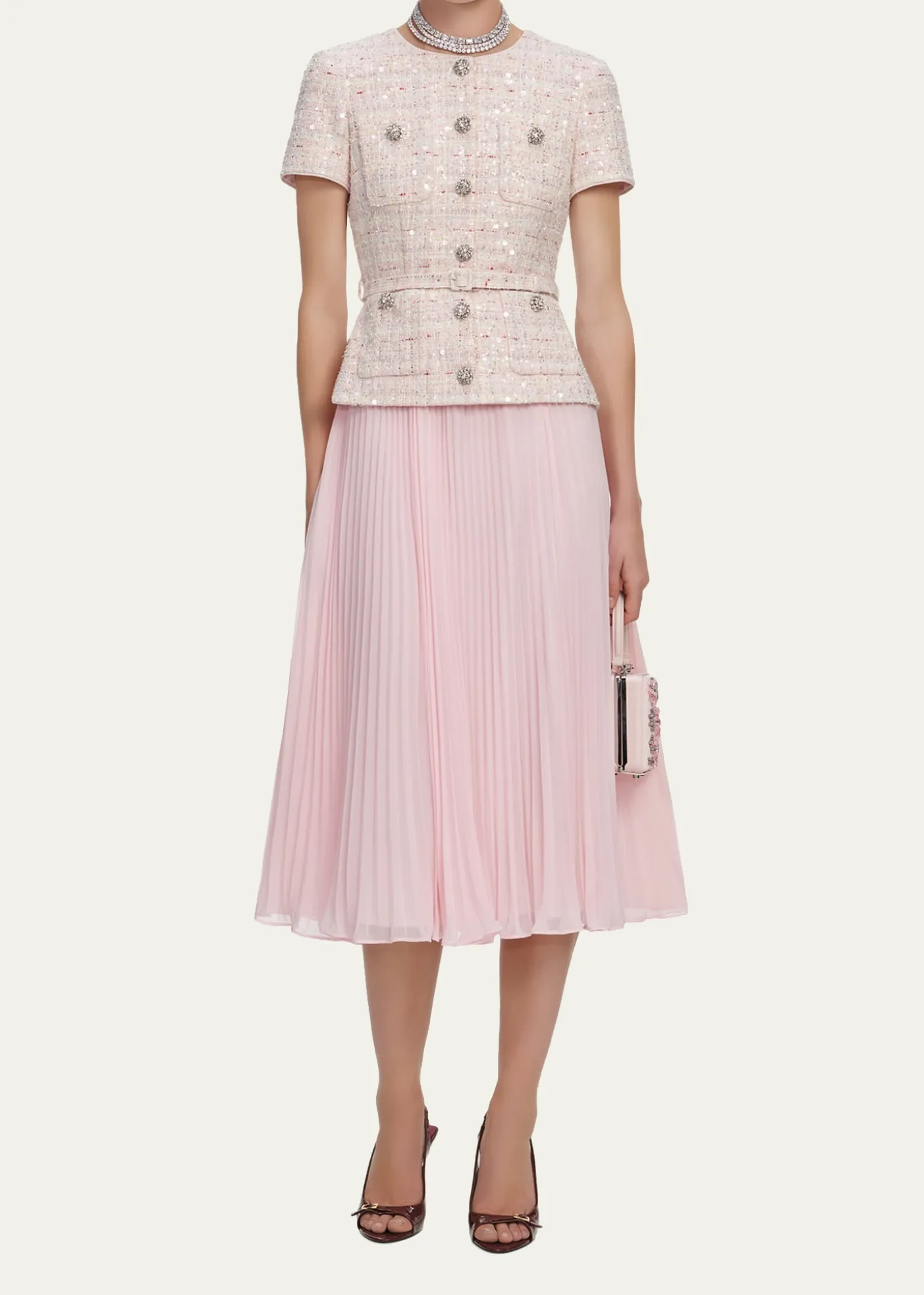 Self-PortraitSequined Bouclé Midi Dress