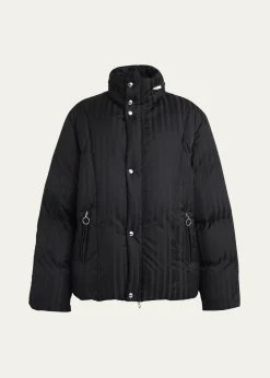 SETCHUJacquard Stripe Down Hooded Jacket