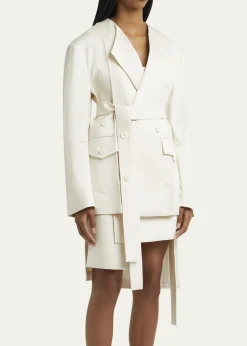 SETCHUNo Collar Origami Belted Wool Jacket
