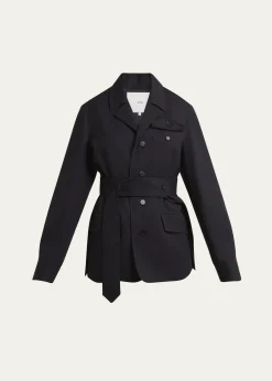 SETCHUTravel Self-Tie Wool Gabardine Safari Jacket