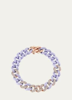 SHAY18K Rose Gold Pavé Diamond & Lavender Ceramic Essential Link Bracelet