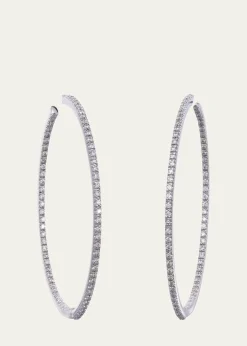 Sidney Garber18K White Gold Perfect Hoop Earrings with Diamonds