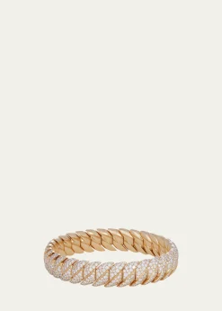 Sidney Garber18K Yellow Gold Narrow Wave Link Bracelet with Diamonds