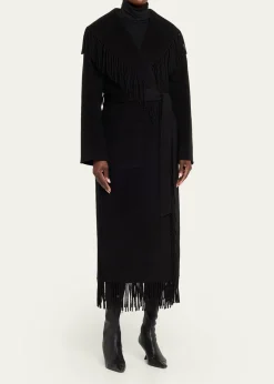 SIMKHAICarrie Belted Fringe Robe Coat