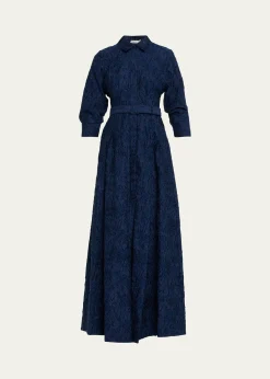 SIMKHAICourtney Belted Organza Jacquard Gown