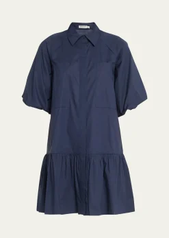 SIMKHAICrissy Puff-Sleeve Cotton Poplin Mini Shirtdress