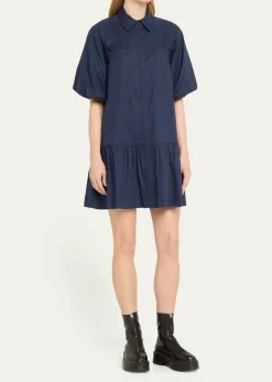 SIMKHAICrissy Puff-Sleeve Cotton Poplin Mini Shirtdress